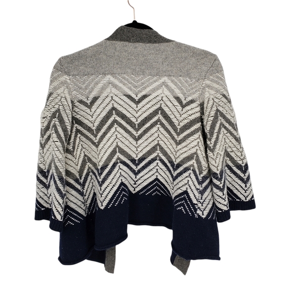 Anthropologie Moth Gray Ivory Blue Wool Blend Small Ivory Open Cardigan Sweater - Picture 2 of 6